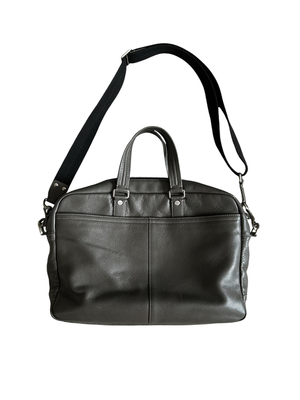 Coach Metropolitan Gray Leather Messenger Briefcase with Shoulder Strap - Picture 2 of 14